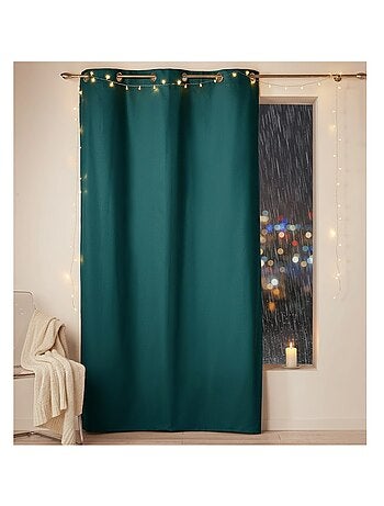 Rideau a oeillets en coton uni Emeraude