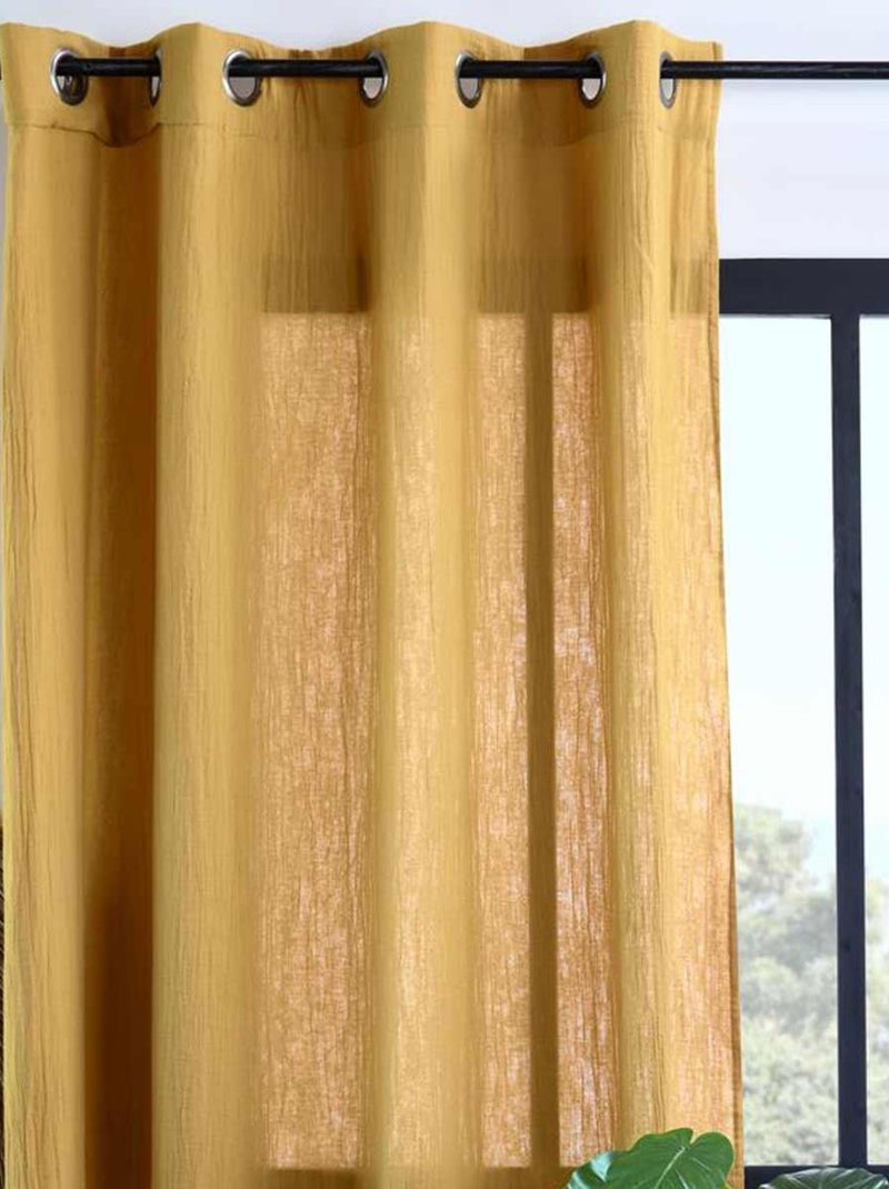 Rideau à oeillets en double gaze de coton Moutarde - Kiabi