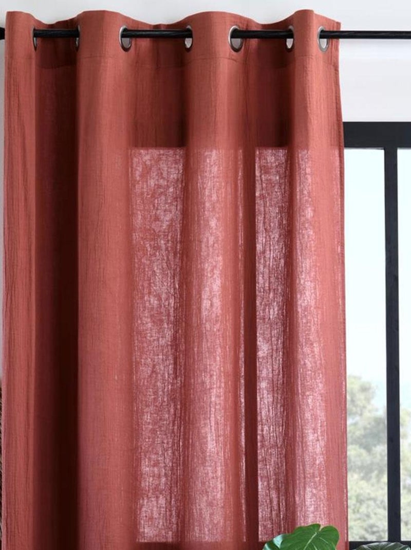 Rideau à oeillets en double gaze de coton Tomette - Kiabi