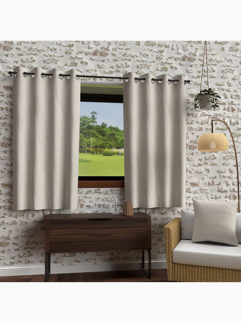 Rideau à oeillets en microfibre lavée BOHEME, par Soleil d'Ocre Beige - Kiabi