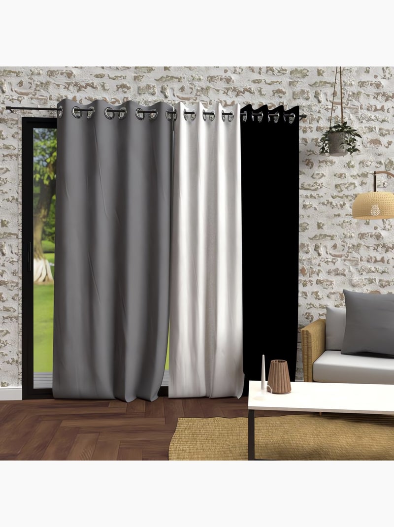 Rideau à oeillets en microfibre lavée BOHEME, par Soleil d'Ocre Gris - Kiabi