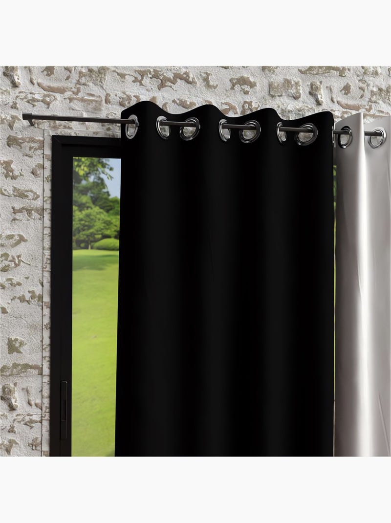 Rideau à oeillets en microfibre lavée BOHEME, par Soleil d'Ocre Noir - Kiabi
