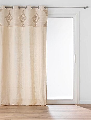 Rideau à œillets en poly-coton avec bande décorative