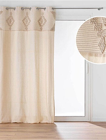 Rideau à œillets en poly-coton avec bande décorative