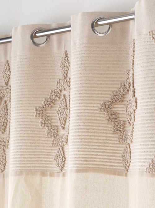 Rideau à œillets en poly-coton avec bande décorative - Kiabi Rideau à œillets en poly-coton avec bande décorative - Kiabi
