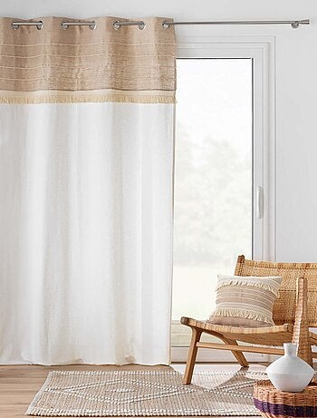 Rideau à œillets en poly-coton et jute avec bande structurée