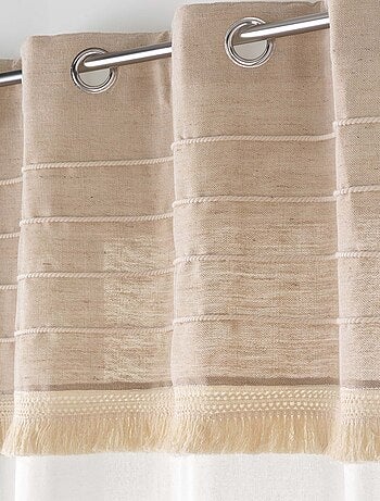 Rideau à œillets en poly-coton et jute avec bande structurée