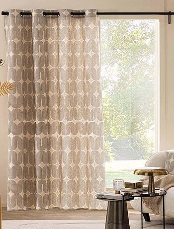 Rideau à œillets en polycoton avec motif métallisé