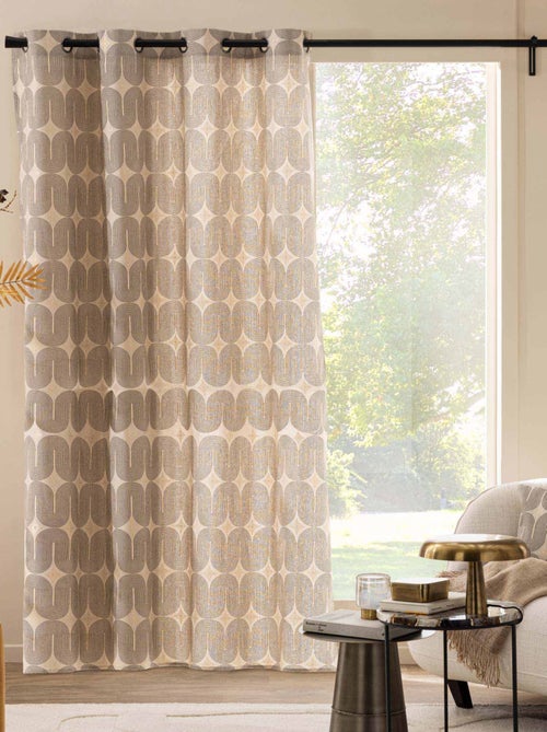 Rideau à œillets en polycoton avec motif métallisé - Kiabi