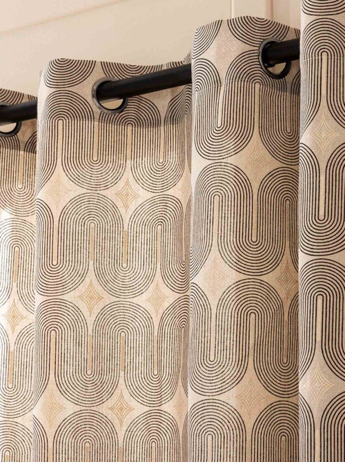 Rideau à œillets en polycoton avec motif métallisé - Kiabi