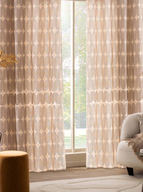 Rideau à œillets en polycoton avec motif métallisé - Kiabi