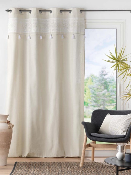 Rideau à oeillets en polycoton uni - Kiabi