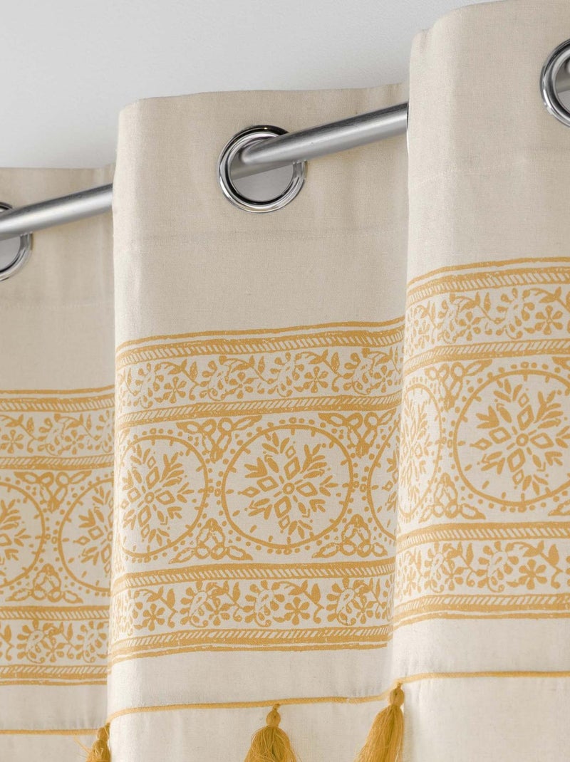 Rideau à oeillets en polycoton uni Jaune - Kiabi