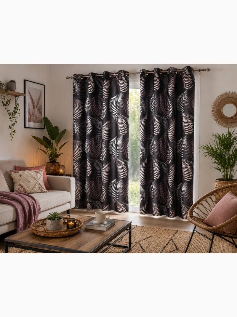 Rideau a oeillets en polyester Goyave Marron - Kiabi