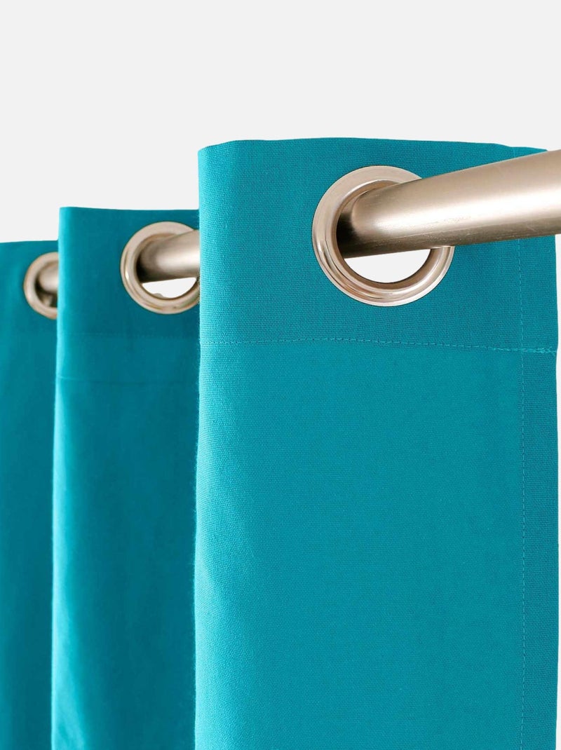 Rideau à œillets en pur coton Bleu turquoise - Kiabi