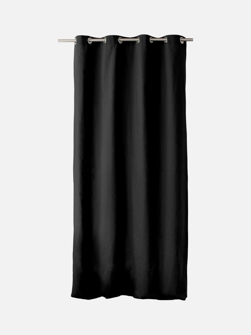 Rideau à œillets en pur coton Noir - Kiabi