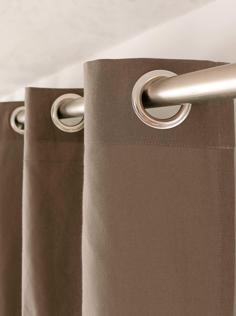 Rideau à œillets en pur coton Taupe - Kiabi
