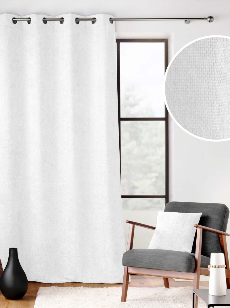 Rideau à œillets en velours chenille Blanc - Kiabi
