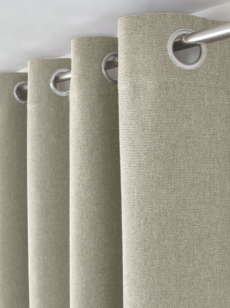 Rideau à oeillets en velours chenillé Bois naturel - Kiabi