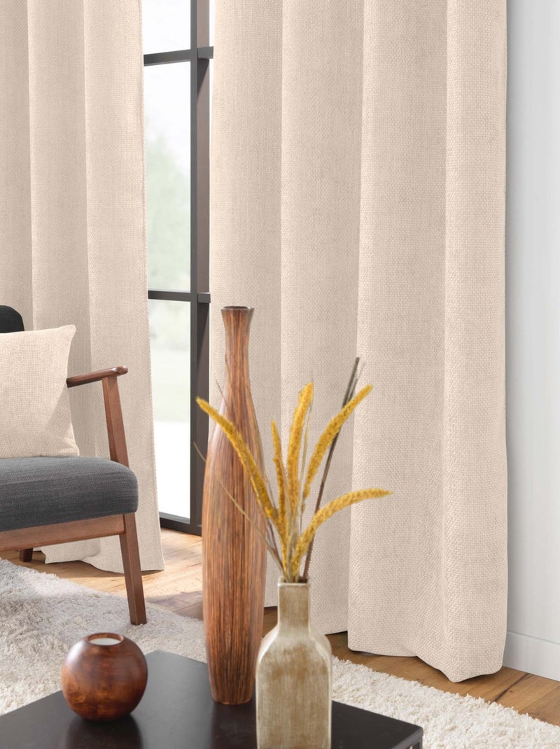 Rideau à œillets en velours chenille Bois naturel - Kiabi