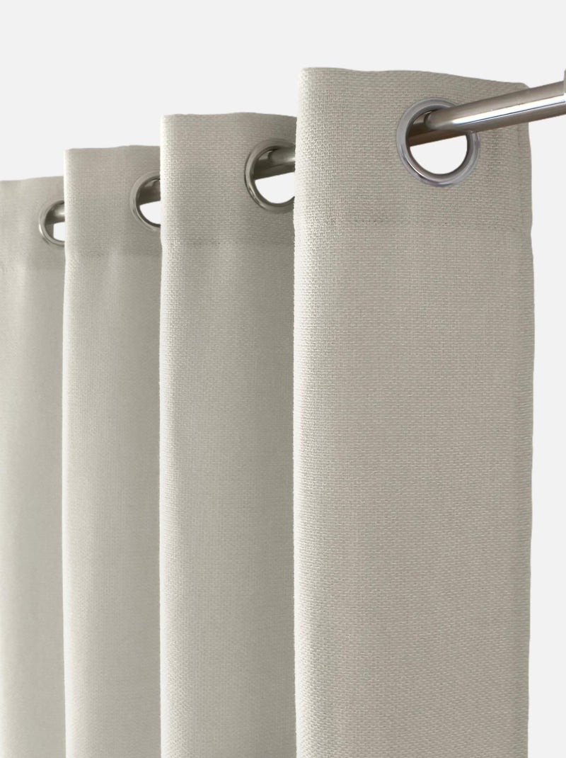 Rideau à oeillets en velours chenillé Ecru - Kiabi