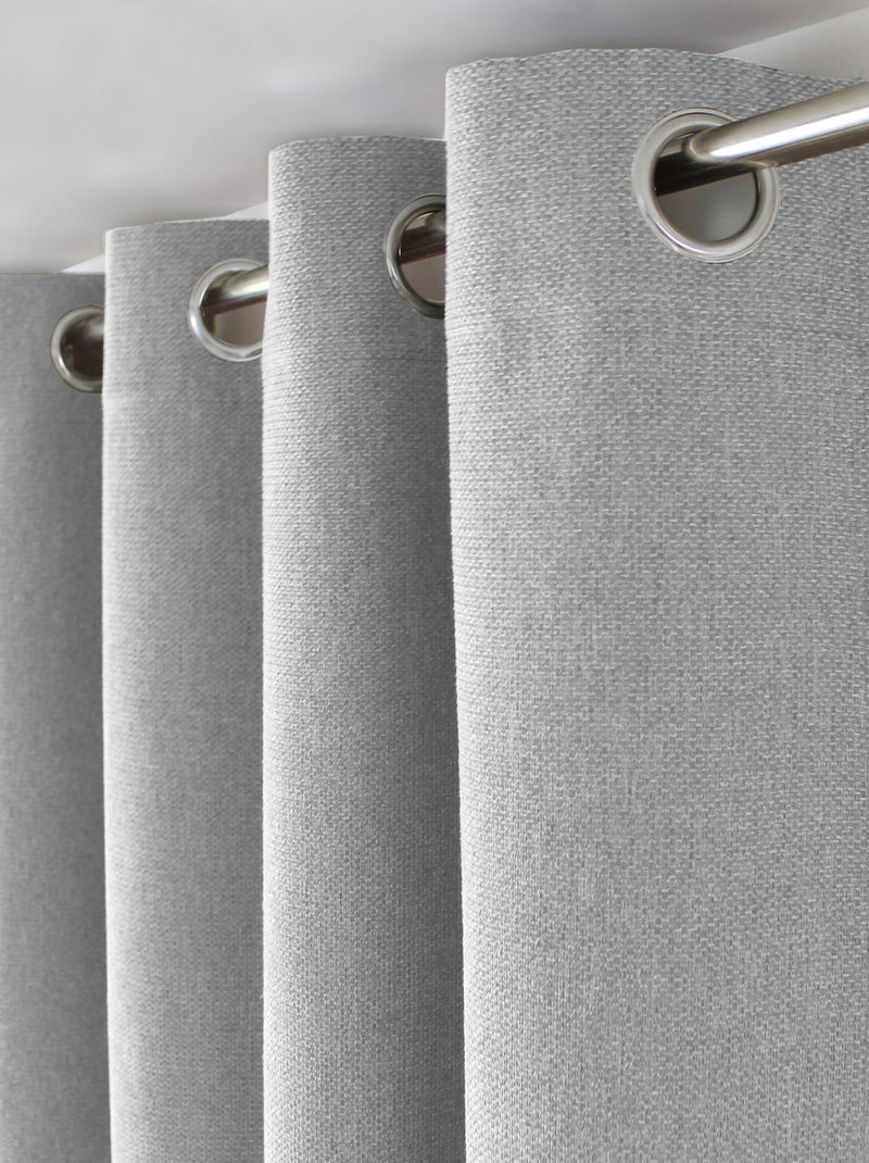 Rideau à oeillets en velours chenillé Gris clair - Kiabi