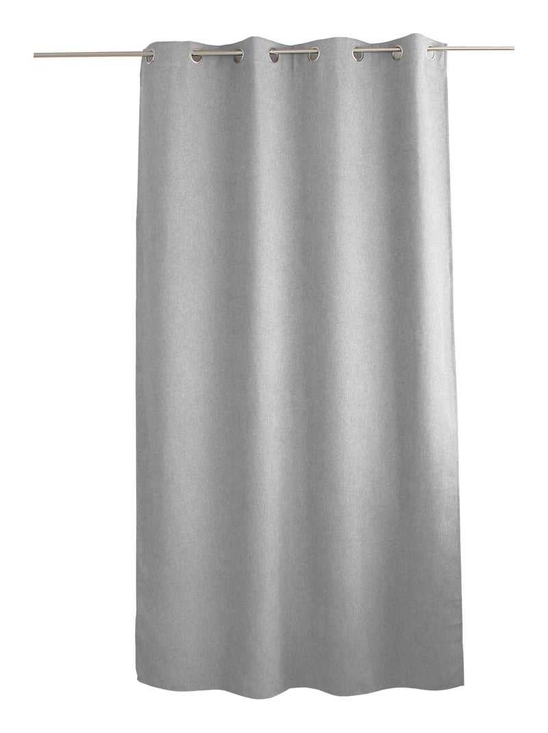 Rideau à oeillets en velours chenillé Gris clair - Kiabi
