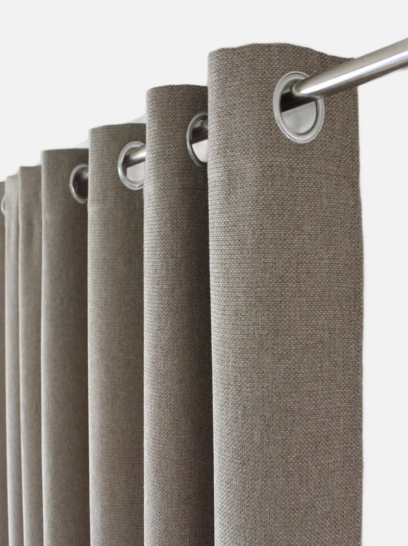 Rideau à oeillets en velours chenillé Taupe - Kiabi