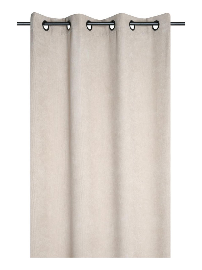Rideau à oeillets en velours côtelé Beige - Kiabi