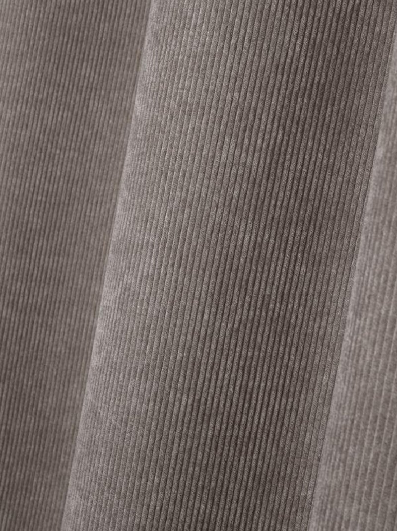 Rideau à oeillets en velours côtelé Taupe - Kiabi