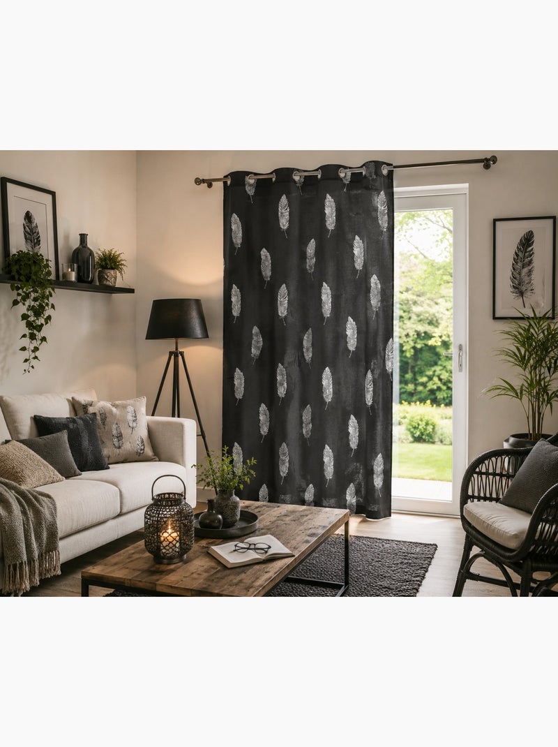 Rideau a oeillets eternity 140x240cm anthracite gris anthracite - Kiabi