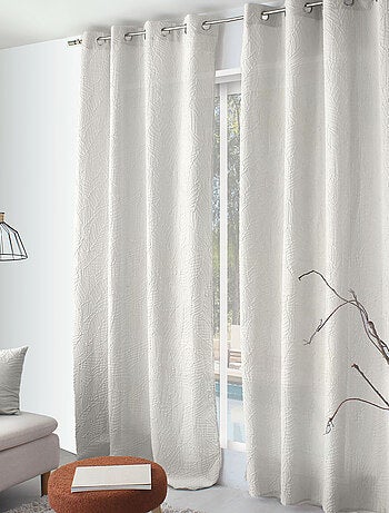 Rideau à oeillets feuillage aspect gaufré