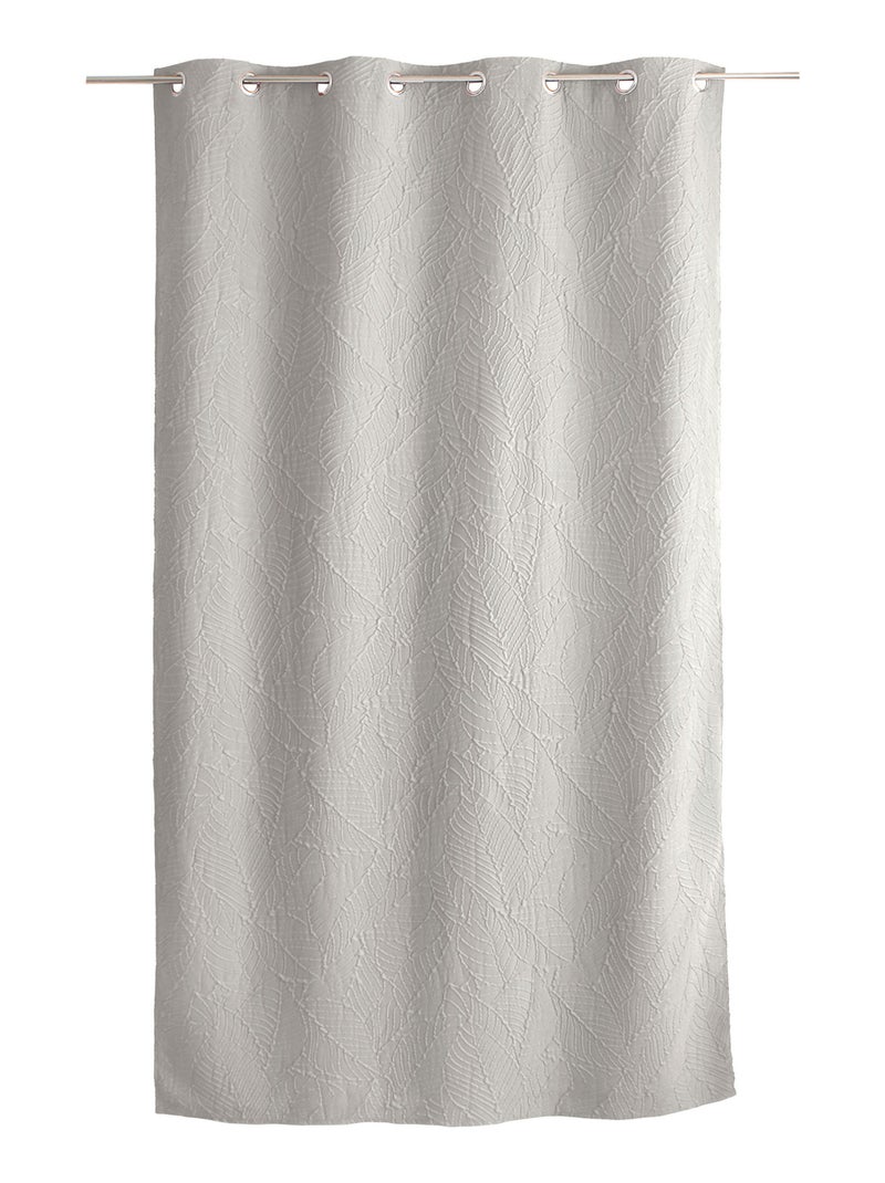Rideau à oeillets feuillage aspect gaufré Ecru - Kiabi