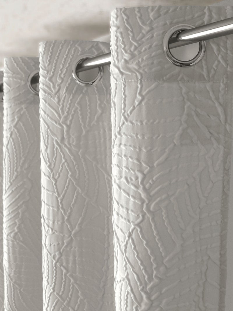 Rideau à oeillets feuillage aspect gaufré Ecru - Kiabi