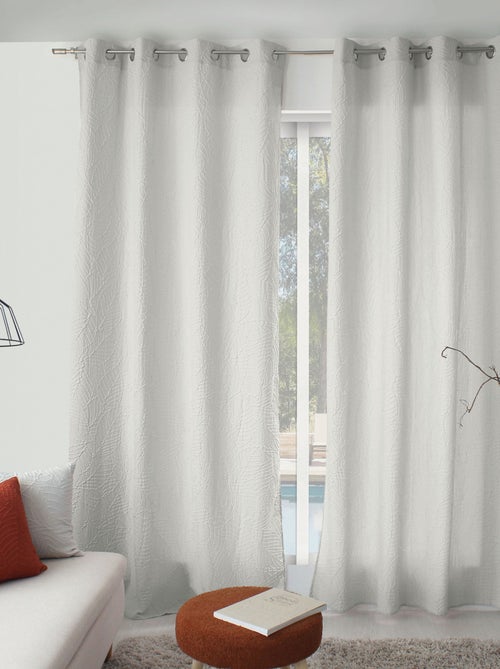 Rideau à oeillets feuillage aspect gaufré - Kiabi