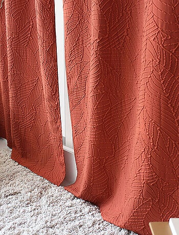 Rideau à oeillets feuillage aspect gaufré