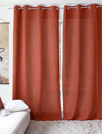 Rideau à oeillets feuillage aspect gaufré