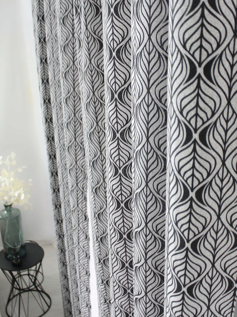 Rideau à oeillets feuille de palmier Gris clair - Kiabi