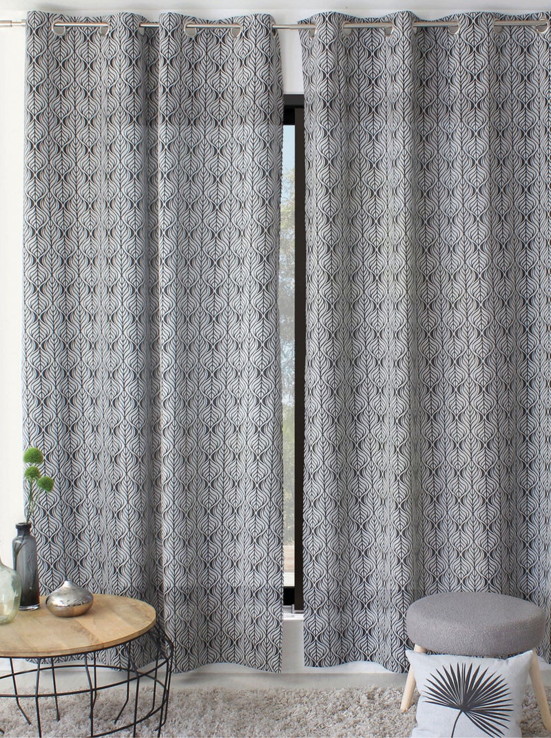 Rideau à oeillets feuille de palmier Gris clair - Kiabi