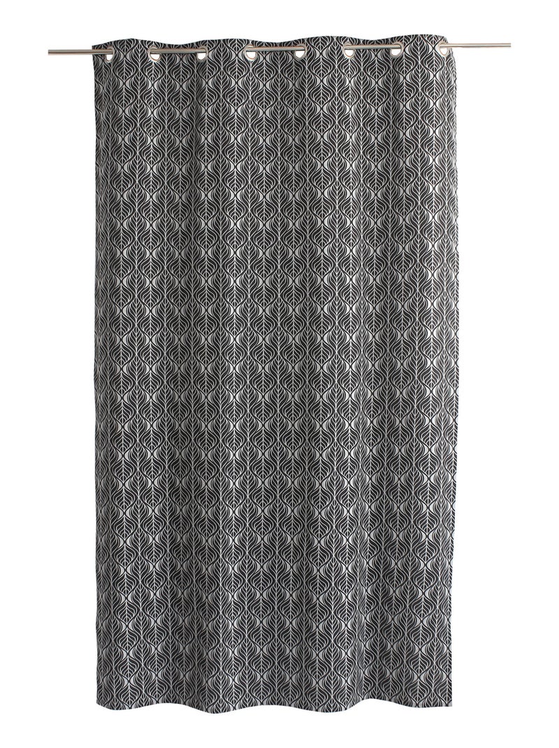 Rideau à oeillets feuille de palmier Gris foncé - Kiabi