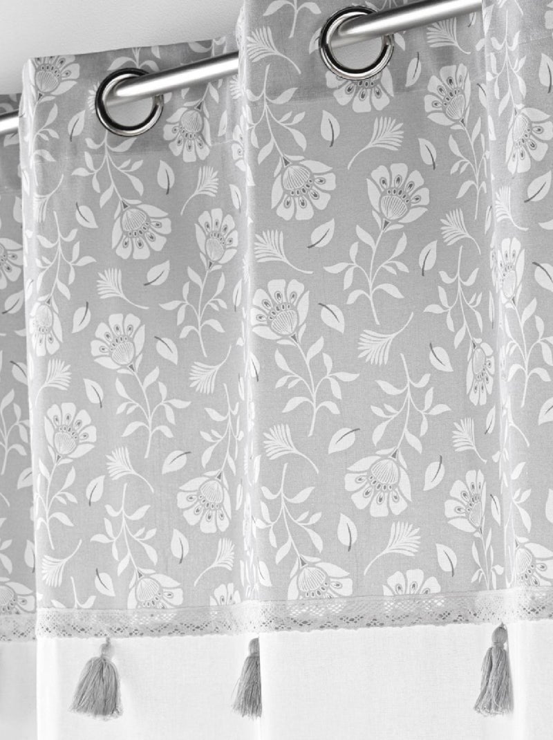 Rideau à Oeillets Fleurs Flavie avec Top Gris - Kiabi