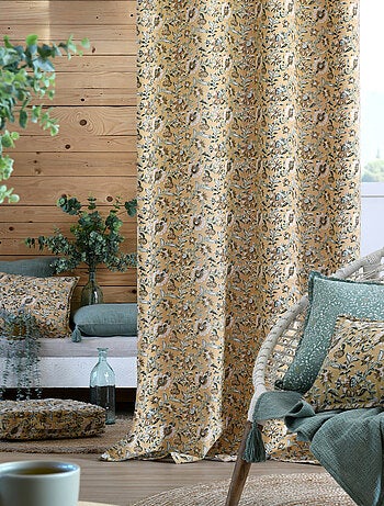 Rideau à oeillets floral abstrait