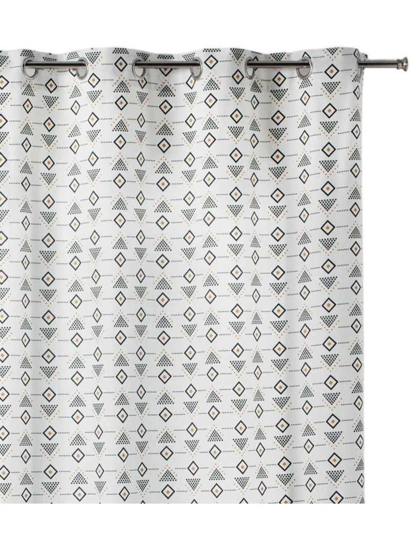 Rideau a oeillets geometrique Letike Blanc - Kiabi