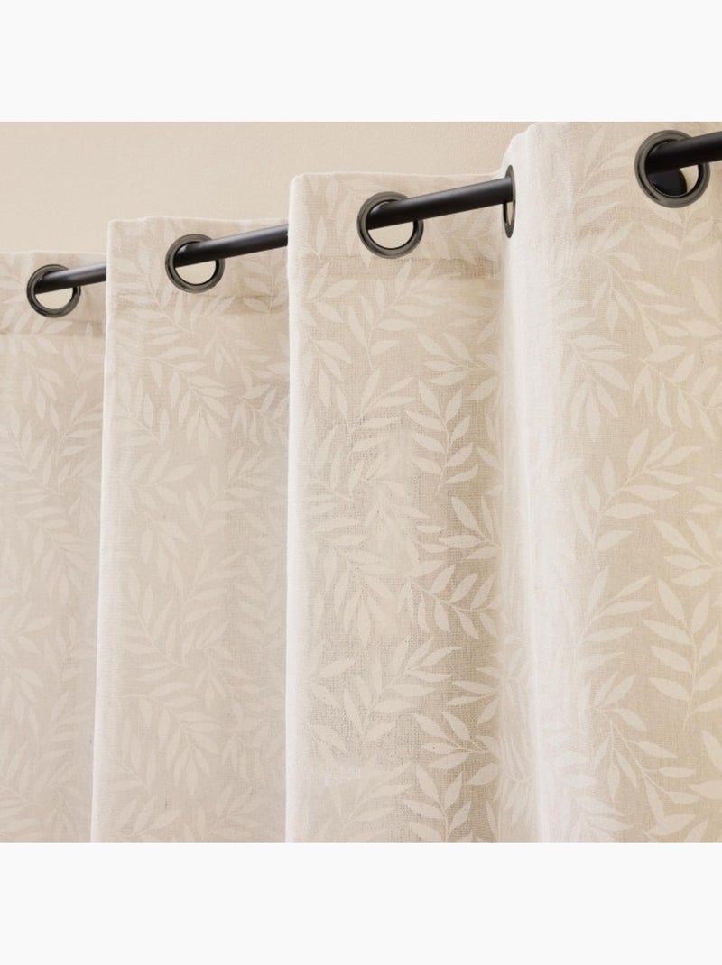 Rideau à œillets grande hauteur en polycoton imprimé – Naya Beige naturel - Kiabi