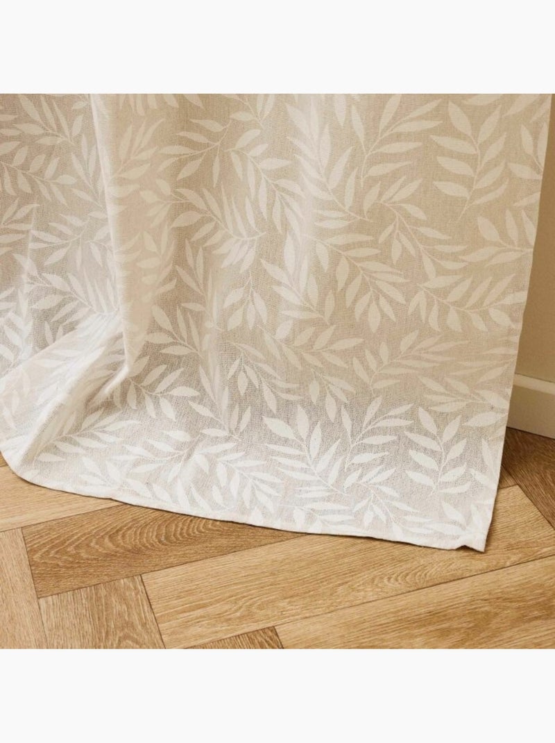 Rideau à œillets grande hauteur en polycoton imprimé – Naya Beige naturel - Kiabi