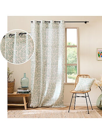 Rideau à œillets grande hauteur en polycoton imprimé – Naya