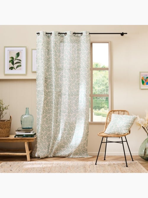 Rideau à œillets grande hauteur en polycoton imprimé – Naya - Kiabi