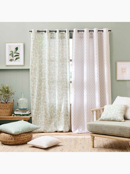 Rideau à œillets grande hauteur en polycoton imprimé – Naya - Kiabi