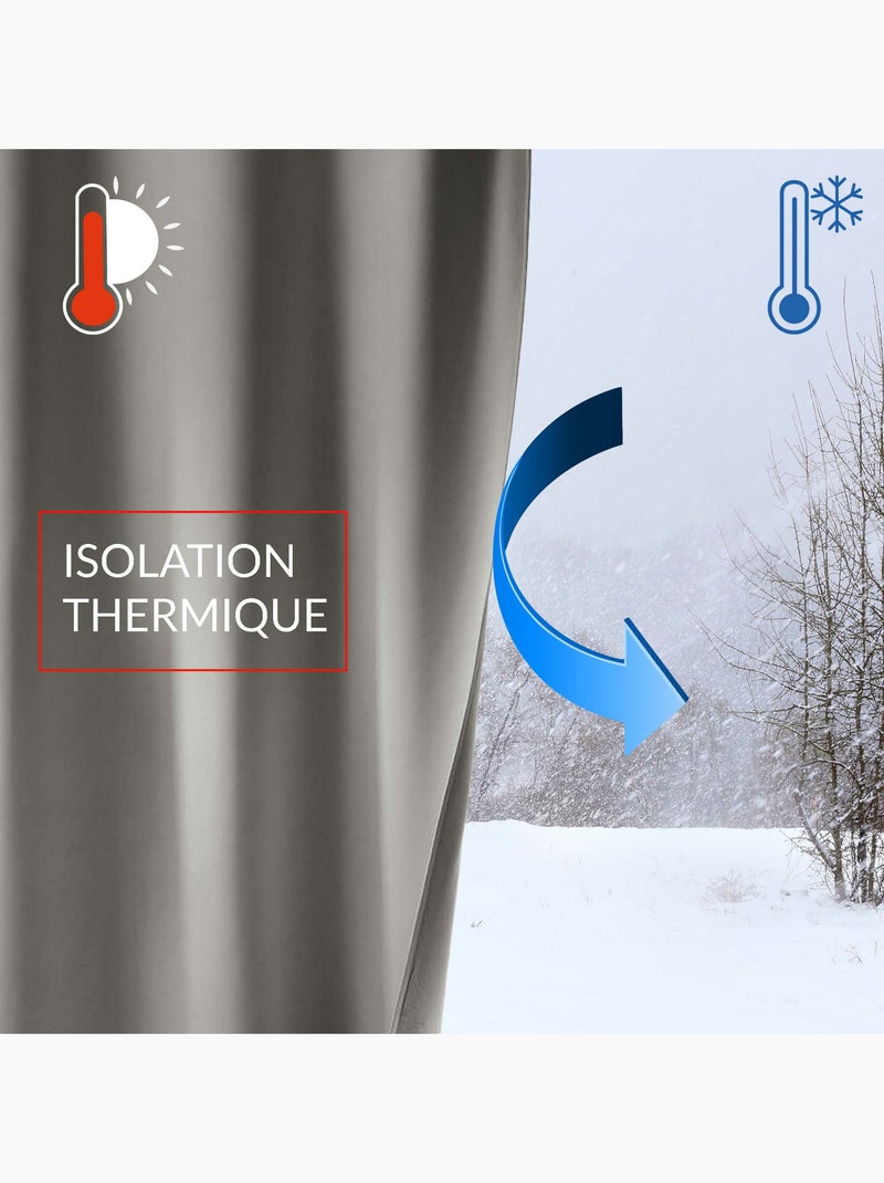 Rideau à Oeillets Icemount Thermique Uni gris anthracite - Kiabi