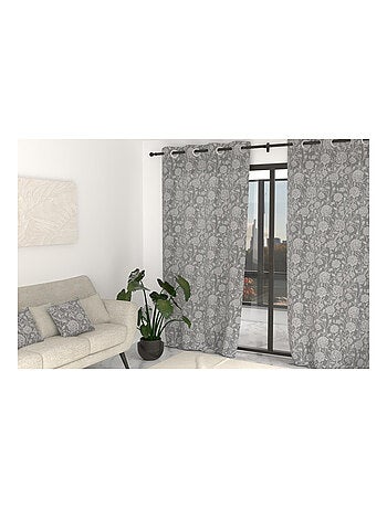 Rideau à oeillets imprimé en polycoton 135x250 cm DAHLIA, par Soleil d'Ocre